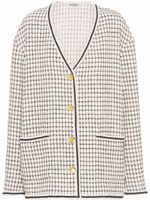 Miu Miu cardigan en tweed à simple boutonnage - Blanc