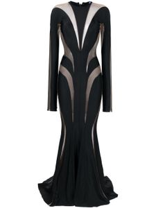 Mugler robe longue à coupe évasée - Noir