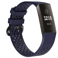 By Qubix - Compatible met Fitbit Charge 3 - Fitbit Charge 4 sport bandje - Maat: Large - Donkerblauw - Compatible fitbit bandje