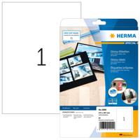 Herma 4909 Universele etiketten 210 x 297 mm Papier, glanzend Wit 25 stuk(s) Permanent hechtend Laser (zwart/wit), Kopiëren (zwart/wit), Laser (kleur),