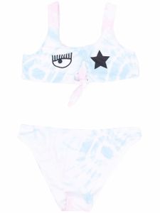 Chiara Ferragni Kids bikini à imprimé tie dye - Blanc