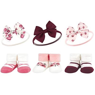 Hudson Baby Infant Girl Headband and Socks Giftset, Rose, One Size