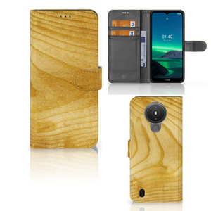 Nokia 1.4 Book Style Case Licht Hout