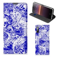 Mobiel BookCase Sony Xperia L4 Angel Skull Blauw