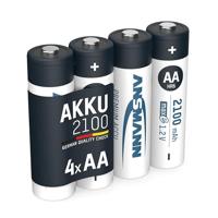 ANSMANN Accu AA 2.100 mAh NiMH 1,2 V (4 stuks) - oplaadbare penlitebatterijen AA, maxE geringe zelfontlading voor jarenlang gebruik