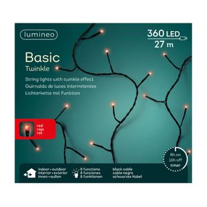 Kerstverlichting twinkle met timer rood buiten 360 lampjes