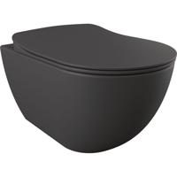 Toiletpot Hangend Creavit 51x35.5x29cm Mat Antraciet met Softclose Toiletbril Rimfree