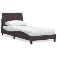 vidaXL Bed met matras stof donkerbruin 90x190 cm