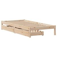 vidaXL Bedframe met lades 100x200 cm massief grenenhout, bed, bed ombouw, boxspring, bedbodem, slaapkamermeubel, stapelbed, twijfelaar bed
