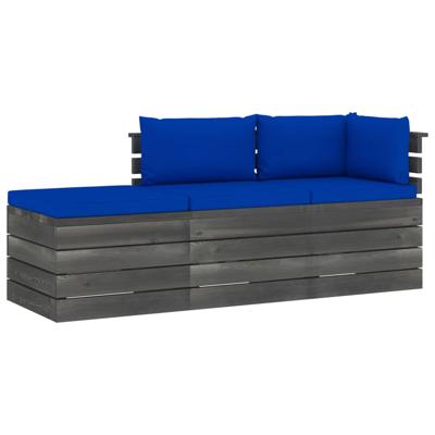 vidaXL 3-delige Loungeset met kussens pallet massief grenenhout