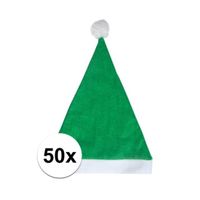 50x Groene voordelige kerstmuts voor volwassenen