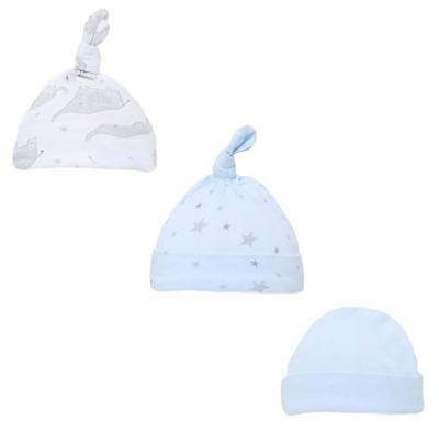 Soft Touch babymutsjes Olifant junior katoen blauw/grijs 3 stuks