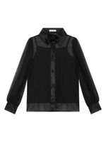 Dolce & Gabbana Kids floral-appliqué silk shirt - Noir