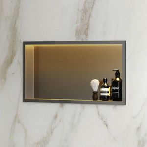 BWS Inbouwnis | Lucio | met LED Verlichting | 60x30x7cm | Gunmetal