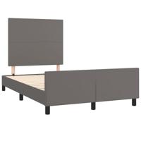 vidaXL Bedframe met hoofdbord kunstleer grijs 120x190 cm, bedframe, slaapmeubel, ledikant, bed, bedbodem, eenpersoonsbed, slaapbed, bedframes, bedden