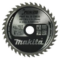 Makita Accessoires Cirkelzaagblad | Hout | 136X20X1,5 36T 18G - B-33635 - thumbnail