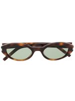 Saint Laurent Eyewear lunettes de soleil à monture ovale - Marron - thumbnail