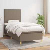 vidaXL Boxspring met matras stof taupe 90x200 cm, bed, boxspringbed, tweepersoonsbed, slaapmeubel, boxspring bed, bed met matras, bedframe, ledikant