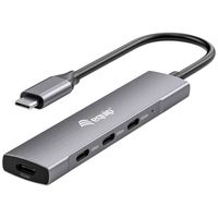 Equip 128963 USB-C (USB 3.2 Gen 2) multiport hub 4 poorten Zwart, Zilver - thumbnail