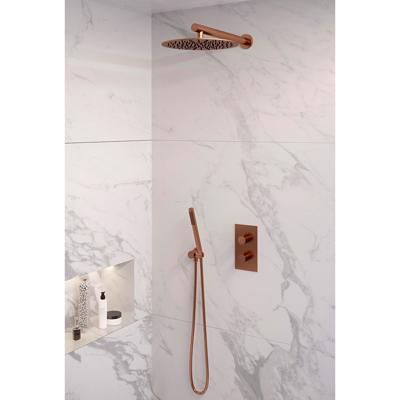 Regendoucheset 26 Inbouw Muur Brauer Copper Edition 30cm Rond Geborsteld Koper PVD 2 Greeps 3-weg met Thermostaatkraan en Staafhanddouche Regendoucheset 26 Inbouw Muur Brauer Copper Edition 30cm Rond Geborsteld Koper PVD 2 Greeps 3-weg met Thermostaatkraan en Staafhanddouche