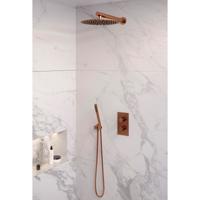 Regendoucheset 26 Inbouw Muur Brauer Copper Edition 30cm Rond Geborsteld Koper PVD 2 Greeps 3-weg met Thermostaatkraan en Staafhanddouche