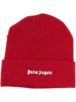 Palm Angels bonnet en maille à logo imprimé - Rouge