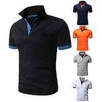 Voor heren POLO Shirt Golfshirt Buiten Casual Polo kraag Klassiek Korte mouw Basic Klassiek Effen Kleur Knoop voorzijde Button-omlaag Zomer Normale pasvorm Appel Groen Meerblauw Zwart / Rood Zwart Lightinthebox