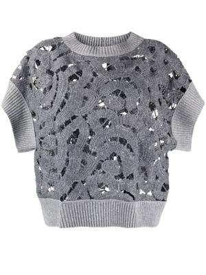 Fabiana Filippi haut en crochet à manches courtes - Gris