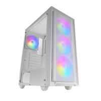 Mars Gaming MC-AIR, ATX Gaming Case, 4x FRGB Rainbow 120mm Fans, Mesh Voorkant, Volledig Getemperd Glas Zijpaneel, Semi-toren PC met Dual Chamber, Ondersteuning voor Waterkoeling, Wit