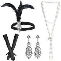 Vintage Jaren 1920 Gatsby Jaren '20 flapper hoofdband Accessoireset Ketting Oorbel Charleston Dames Veer Modieus Maskerade Festival Handschoenen Lightinthebox