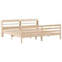 vidaXL Bedframe met hoofdbord massief grenenhout 200x200 cm, bed, bed ombouw, boxspring, bedbodem, slaapkamermeubel, twijfelaar bed, 2 persoonsbed