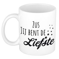 Zus jij bent de liefste cadeau mok / beker wit - verjaardag / bedankt kado   -