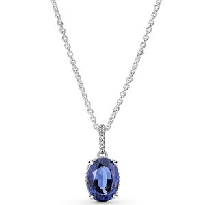 Pandora 390055C01 Ketting Sparkling Statement Halo zilver-kristal-zirconia blauw-wit 45 cm