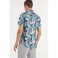 PME Legend regular fit overhemd met all over print blauw/groen