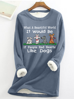 Women's Love Dogs Fleece Casual Sweatshirt - thumbnail