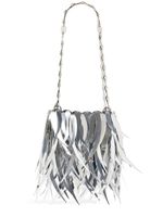 Rabanne mini sac porté épaule à franges métallisées - Argent