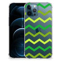 iPhone 12 | 12 Pro Doorzichtige Silicone Hoesje Zigzag Groen - thumbnail