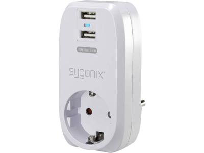Sygonix 17863X1 USB-oplader Thuis Uitgangsstroom (max.) 3400 mA 2 x USB, Randaarde stopcontact Sygonix 17863X1 USB-oplader Thuis Uitgangsstroom (max.) 3400 mA 2 x USB, Randaarde stopcontact