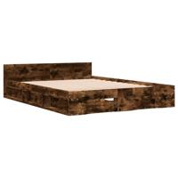 vidaXL Bedframe met lades bewerkt hout gerookt eikenkleurig 160x200 cm, bed, bed ombouw, 2 persoonsbed, bedbodem, slaapkamermeubel, tweepersoonsbed