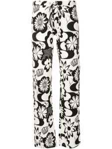 Amir Slama pantalon droit à fleurs - Noir