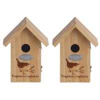 2x Vogelhuisjes/nestkastjes winterkoning silhouet 19 cm - thumbnail