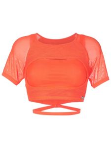 AMIR SLAMA GYM t-shirt crop en résille - Orange