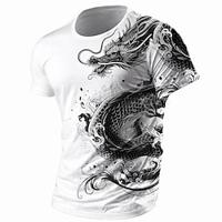 Grafisch dier Draak Retro vintage Casual Subcultuur Voor heren 3D-afdrukken T-shirt Buitensporten Feestdagen Uitgaan T-shirt Wit Paars Bruin Korte mouw Strakke ronde hals Overhemd Lente zomer Kleding Lightinthebox - thumbnail