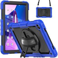 Lenovo Tab M10 Plus Gen 3 Heavy Duty 360 Case met Draagriem - Blauw - thumbnail