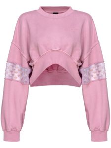 PINKO sweat crop à sequins - Rose