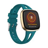 By Qubix - Compatible met Fitbit Versa 3 & 4 / Sense 1 & 2 - Sportbandje druppel design - Large - Blauwgroen - Compatible fitbit bandje