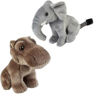 Knuffeldieren set olifant en nijlpaard pluche knuffels 18 cm