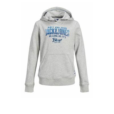 JACK & JONES JUNIOR hoodie met logo lichtgrijs melange JACK & JONES JUNIOR hoodie met logo lichtgrijs melange