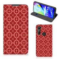 Motorola Moto G8 Power Hoesje met Magneet Batik Rood - thumbnail