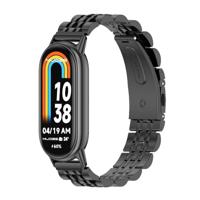 By Qubix - Stalen schakelbandje - Zwart - Compatible met Xiaomi Smart Band 8 & 9 - Compatible Xiaomi bandje